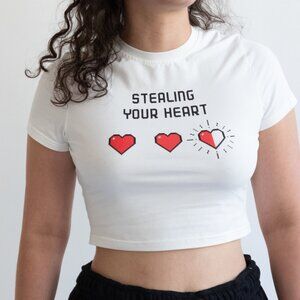 Stealing Your Heart Crop Graphic Tee